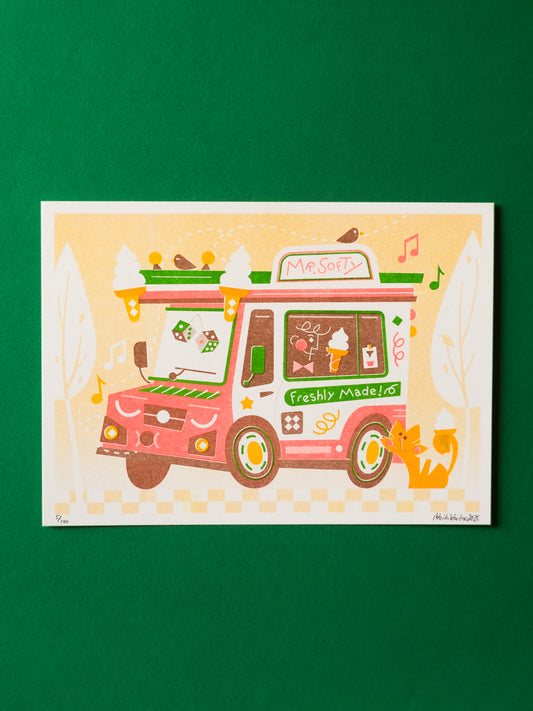 Ice Cream Truck Riso Print