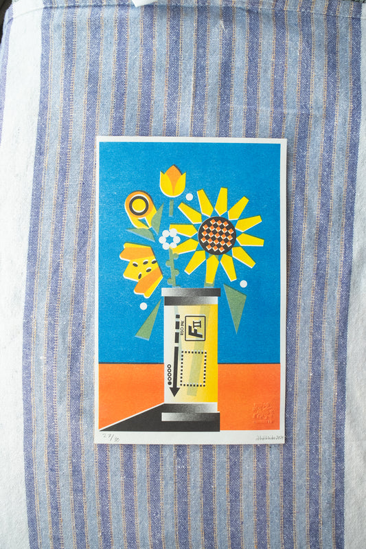 Sunflower Riso Print