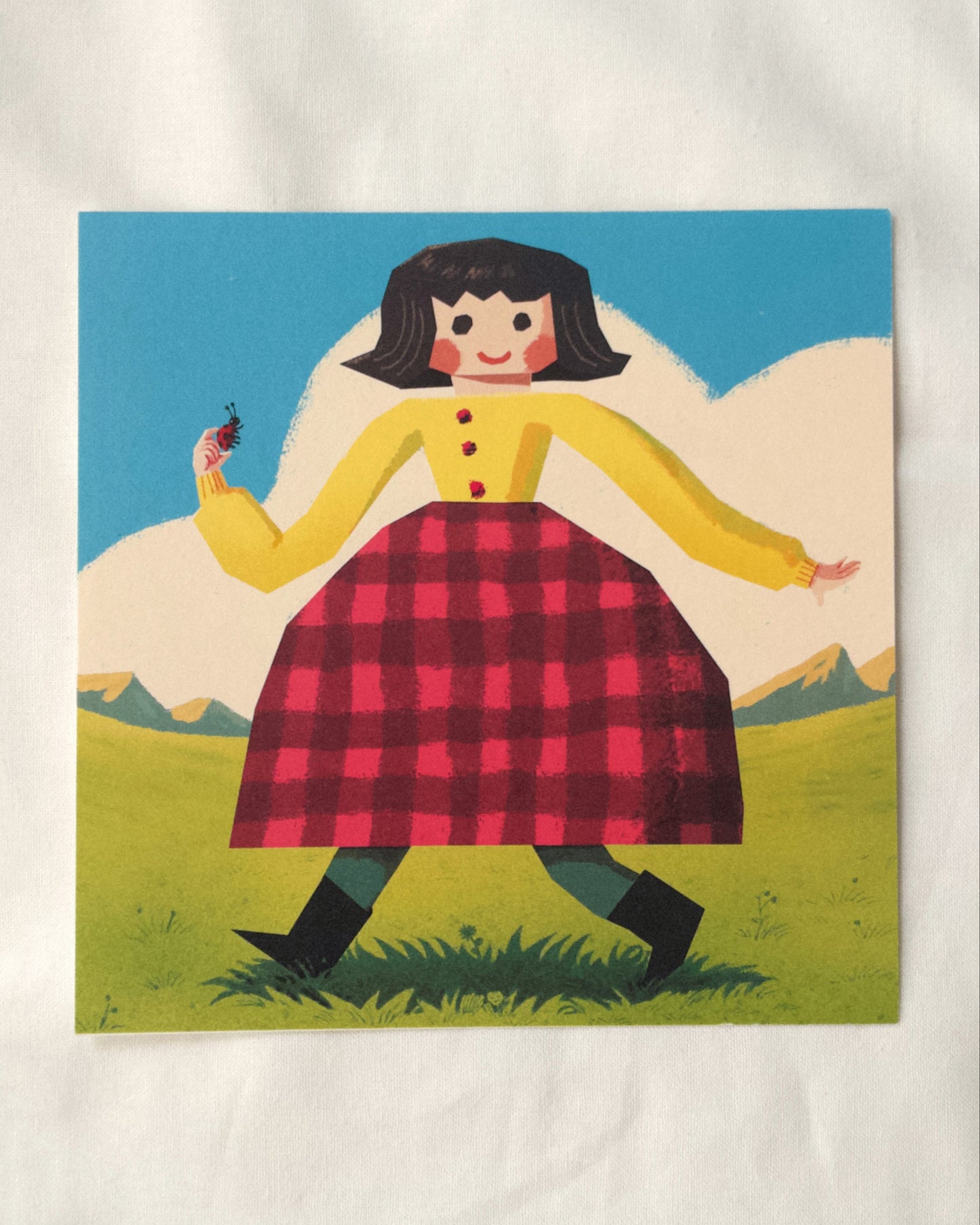 Girl and Her Ladybug Art Print