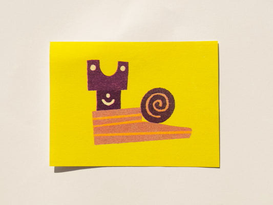 Blocky Snail Riso Print
